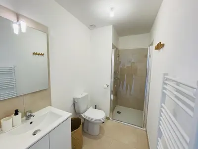 Salle de bains dans l'établissement Appt Lumineux pieds dans l'eau N181