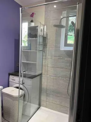 Salle de bains dans l'établissement Le petit mauricia