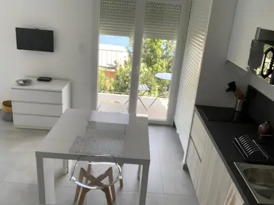 Cuisine ou kitchenette dans l'établissement Studio village Brando Cap-Corse