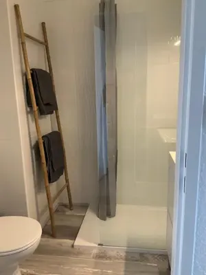 Salle de bains dans l'établissement Studio Face à la mer