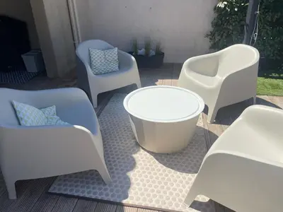 Coin salon dans l'établissement Capra Scorsa, Maison avec spa privatif face plage Lozari, Ile Rousse