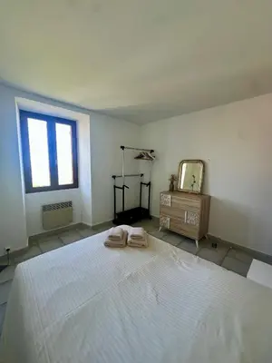Un ou plusieurs lits dans un hébergement de l'établissement Casa Orsu vue panoramique