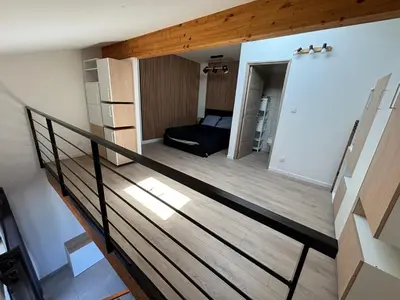 Un ou plusieurs lits dans un hébergement de l'établissement LA MARANA - 1 minute des plages - Proche BASTIA AEROPORT - T2 entièrement neuf avec cuisine équipée