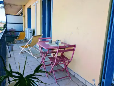 Balcon ou terrasse dans l'établissement Appartement familial - Vue mer