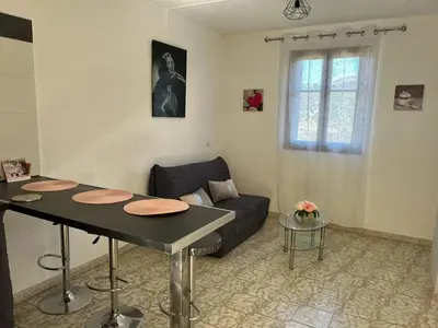Coin salon dans l'établissement Appartement avec balcon à Marignana, 30 m², 4 pers.