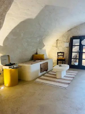 Coin salon dans l'établissement Charming house with sea view Emily in Porri