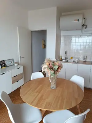 Cuisine ou kitchenette dans l'établissement Studio vue mer