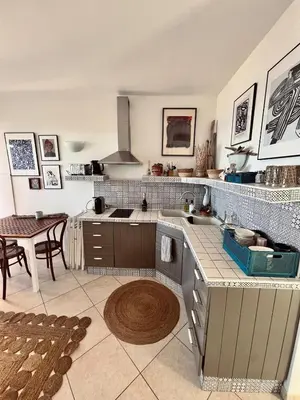 Cuisine ou kitchenette dans l'établissement Corsica Sant Ambroggio House of Blanche