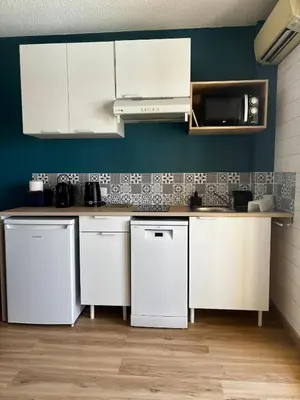 Cuisine ou kitchenette dans l'établissement Studio di legnu à Saint-Florent