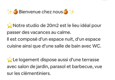 Plan de l'établissement Studio vue sur les clémentiniers