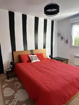 Un ou plusieurs lits dans un hébergement de l'établissement Mini villa residence 3 étoiles Cervione