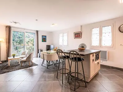 Coin salon dans l'établissement Maison entre mer et montagne