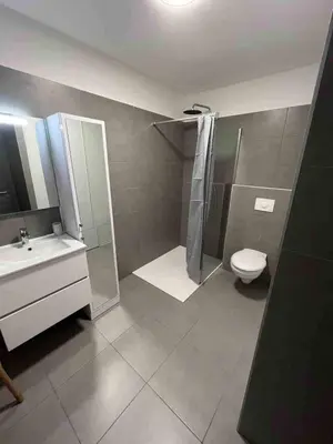 Salle de bains dans l'établissement bel appartement vue montagne proche bastia