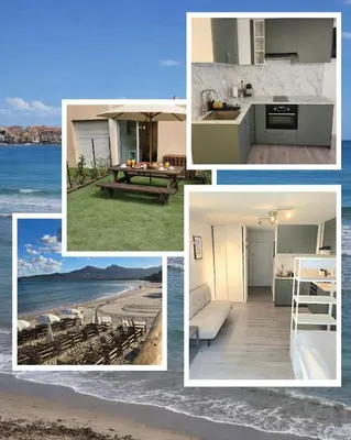 Cuisine ou kitchenette dans l'établissement Studio Calvi avec jardinet à 2 min à pieds de la plage