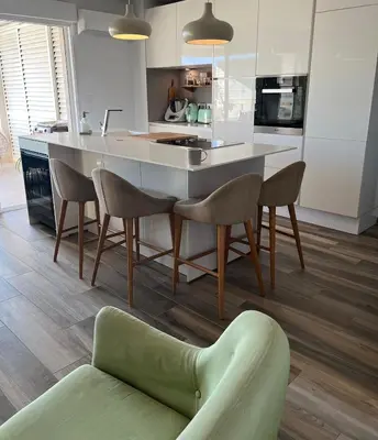 Cuisine ou kitchenette dans l'établissement Appartement vue mer Confort au coeur de la nature
