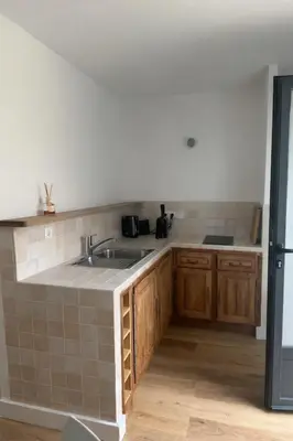 Cuisine ou kitchenette dans l'établissement Studio climatisé avec terrasse privative