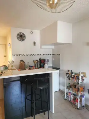 Cuisine ou kitchenette dans l'établissement studio cosy vue mer à 2 min de la plage