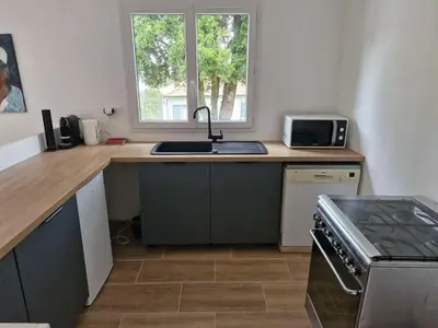 Cuisine ou kitchenette dans l'établissement havre de paix au cœur de la montagne corse