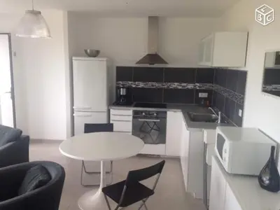 Cuisine ou kitchenette dans l'établissement T2 vue mer