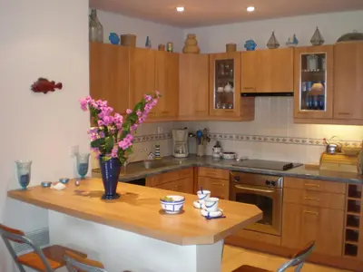 Cuisine ou kitchenette dans l'établissement Pont du Bateau