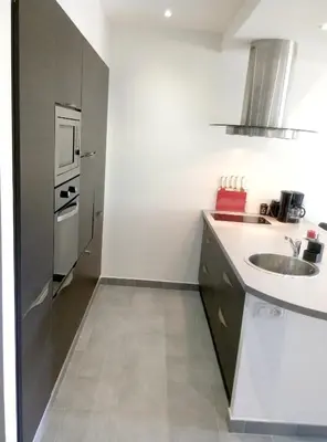 Cuisine ou kitchenette dans l'établissement Appartement charmant à Olmeta di Tuda avec piscine partagée