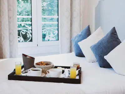 Un ou plusieurs lits dans un hébergement de l'établissement Hôtel Restaurant U Castellu Vizzavona