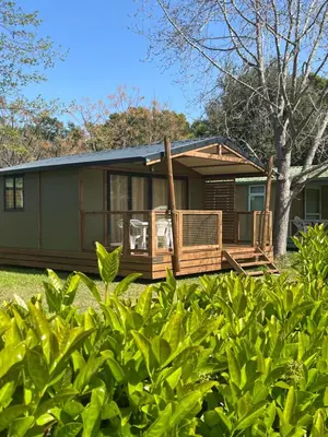 Jardin de l'établissement Ri-Veu corse dans camping marina di sorbo
