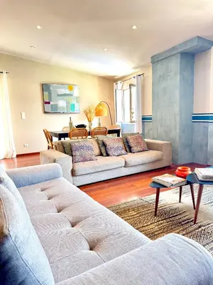 Coin salon dans l'établissement Appartement vue mer Christophe Colomb 140m2