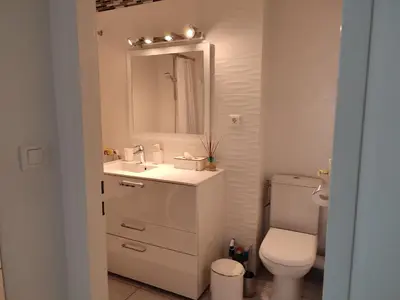 Salle de bains dans l'établissement Appartement 2 terrasses face mer de 100m2
