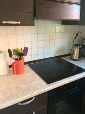 Cuisine ou kitchenette dans l'établissement Chez Valérie et Stéphane, Les terrasses de Lozari