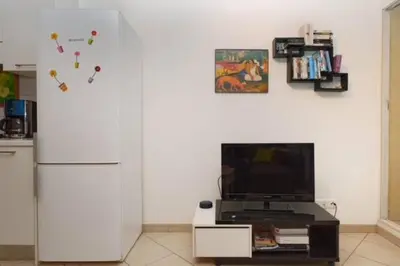 Télévision ou salle de divertissement dans l'établissement Résidence les Eucalyptus