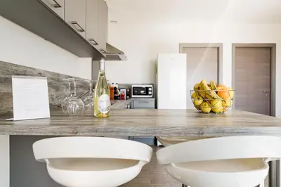 Cuisine ou kitchenette dans l'établissement Villa du Macchione BASTIA by Location-tourisme-corse