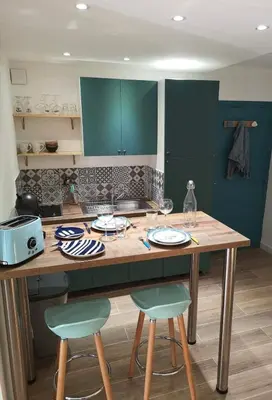 Cuisine ou kitchenette dans l'établissement Grand studio 35m2 centre ville