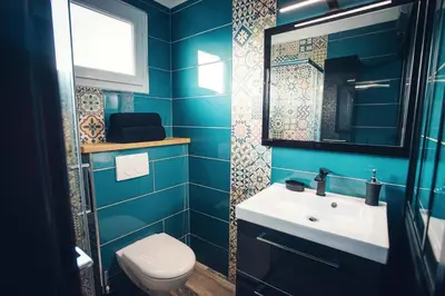 Salle de bains dans l'établissement Studio cosy les pieds dans l'eau, climatisé, Parking privé, Vue montagne
