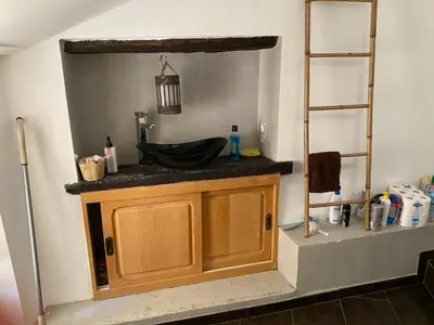 Cuisine ou kitchenette dans l'établissement Appartement vue mer et îles italiennes