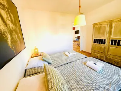 Un ou plusieurs lits dans un hébergement de l'établissement Casamarina2a Maisons bord de mer