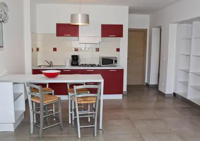Cuisine ou kitchenette dans l'établissement T-2 air conditioning close to the sea - equipped beach - Santa Lucia di Moriani