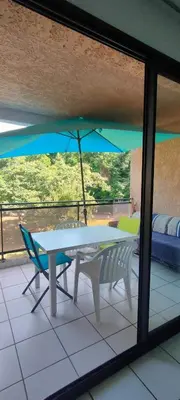 Balcon ou terrasse dans l'établissement MORIANI STUDIO CABINE CLIMATISE 4 à 5 pers