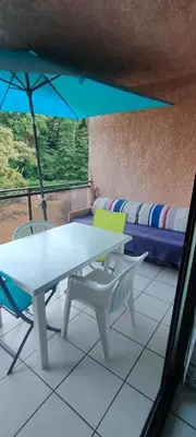 Balcon ou terrasse dans l'établissement MORIANI STUDIO CABINE CLIMATISE 4 à 5 pers