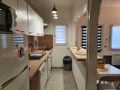 Cuisine ou kitchenette dans l'établissement Villa les palmiers -Stretta di i mandarini