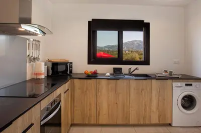 Cuisine ou kitchenette dans l'établissement Tramontana au calme à 7 min des plages piscine partagée chauffée bbq