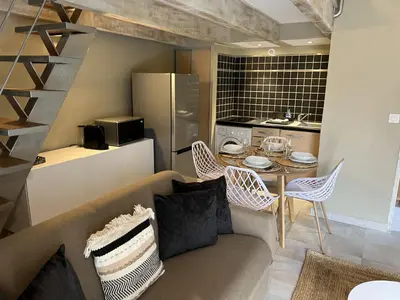 Coin salon dans l'établissement Appartements St. Pancrace