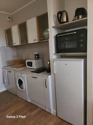 Cuisine ou kitchenette dans l'établissement Charmant studio vue mer / parking / plage à 200m