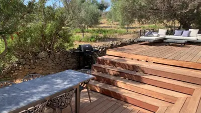 Jardin de l'établissement Maison neuve avec piscine