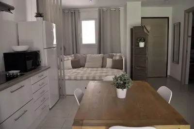 Cuisine ou kitchenette dans l'établissement Appartement charmant en Corse avec terrasse au calme