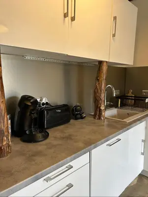 Cuisine ou kitchenette dans l'établissement Charmant logement