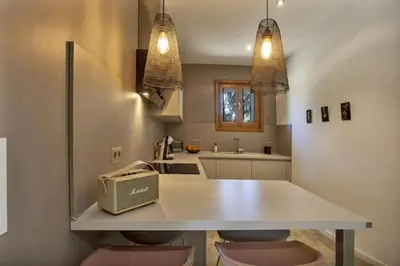 Plan de l'établissement Maison en pierre Corse avec vue proche des Gorges de l'Asco entre mer montagne et piscine