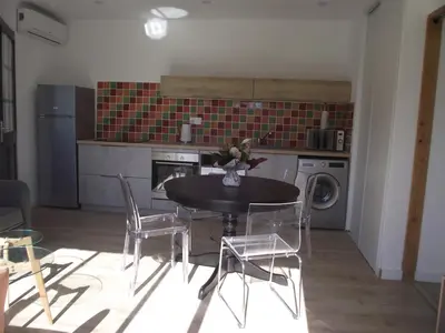 Cuisine ou kitchenette dans l'établissement mer et campagne
