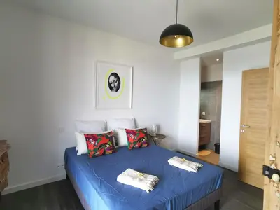 Un ou plusieurs lits dans un hébergement de l'établissement Casa Lunga à Erbalunga- A deux pas de la plage