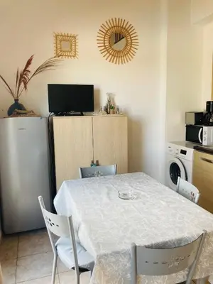 Cuisine ou kitchenette dans l'établissement Bel appartement dans résidence avec piscine